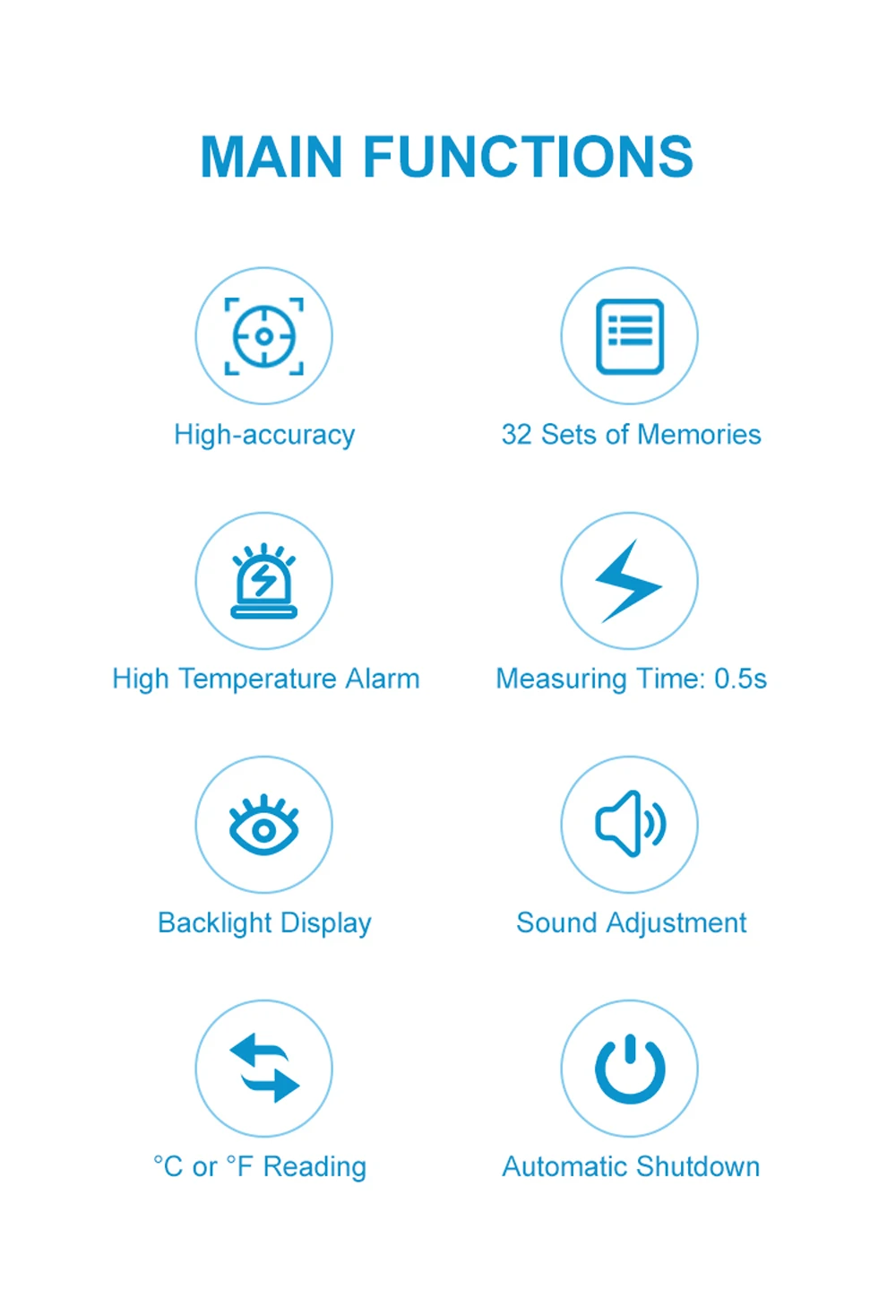 Aicare Digitales Thermometer, elektronisches, berührungsloses medizinisches Infrarot-Thermometer für Babys und Erwachsene, medizinisches Körperthermometer, Heimfiebermonitor – Detail 7