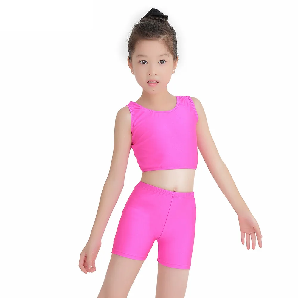 Toddler Ballet Set Exercise Tops & Shorts Rose Red Gymnastics Tops for Girls  Spandex Bodysuit Ballet Dance Costumes Kids