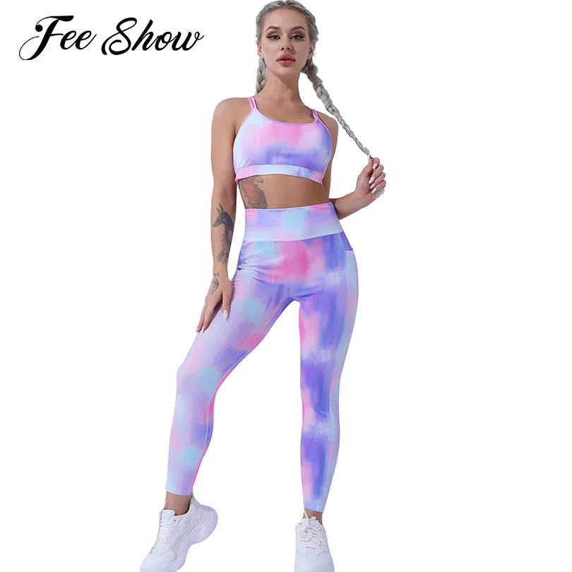

Women Yoga Suit Tracksuit 2Pcs Sports Suit Gym Sportswear Running Workout Clothing Sport Bra Top Pants Leggings Fitness Outfits