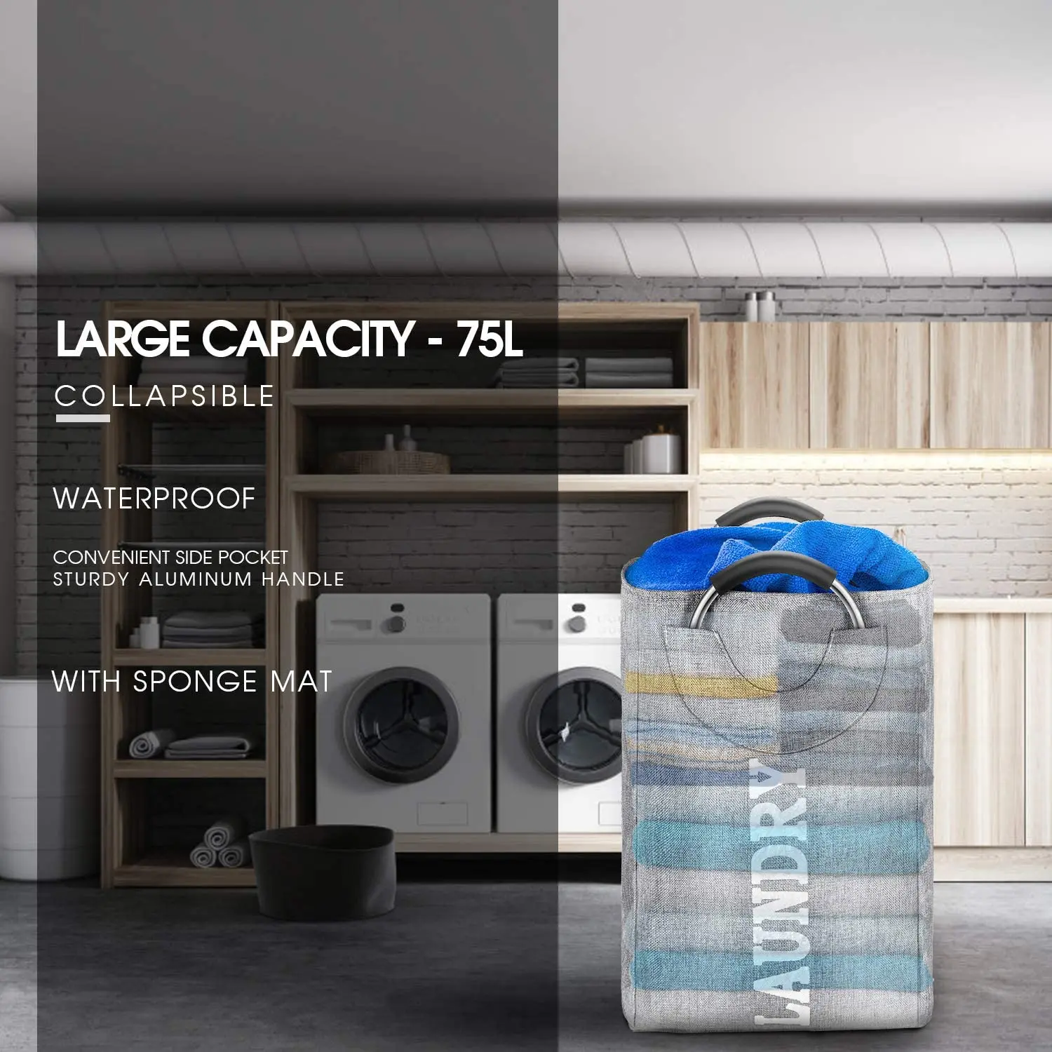 2021 Waterproof Storage Bag Household Dirty Laundry Basket Folding Clothing Storage Bucket Clothes Toys Organizer with Handles