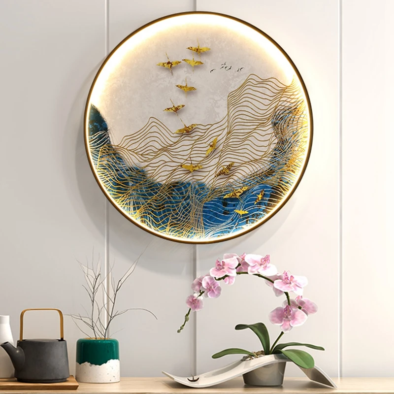 New Chinese Style Living Room Decoration Led Italian Chinese Wind Door Study Stair Dining Room Porch Art Circle Mural Lamp