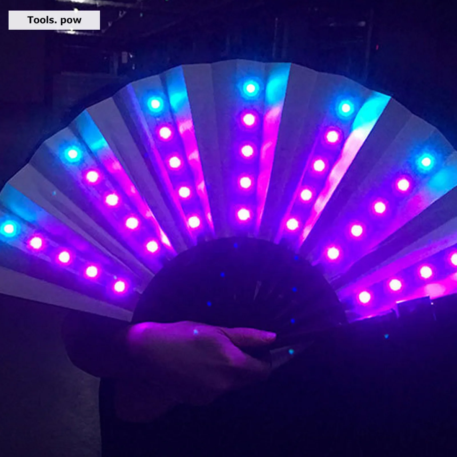 Chinese Style Folding Fan with LED Light and Remote Control Colorful Chinese Hand Held Folding Fan for Party/Dance LED Paper Fan