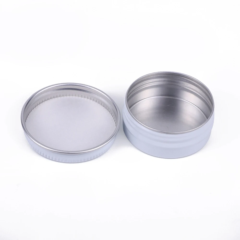 50Pcs/Lot 0.5Oz 1Oz 2Oz Metal Round Balm Tins White Aluminum Cans Empty Containers with Screw Lids for Salve, Spices or Candles