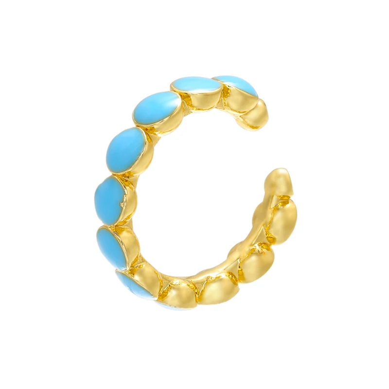 2Pcs(1Pair) Gold-colour Tone Women\'s Ear Cuffs Enamel-Style Ear Clips (No Piercing Required) Women\'s Jewelry Model: VE310