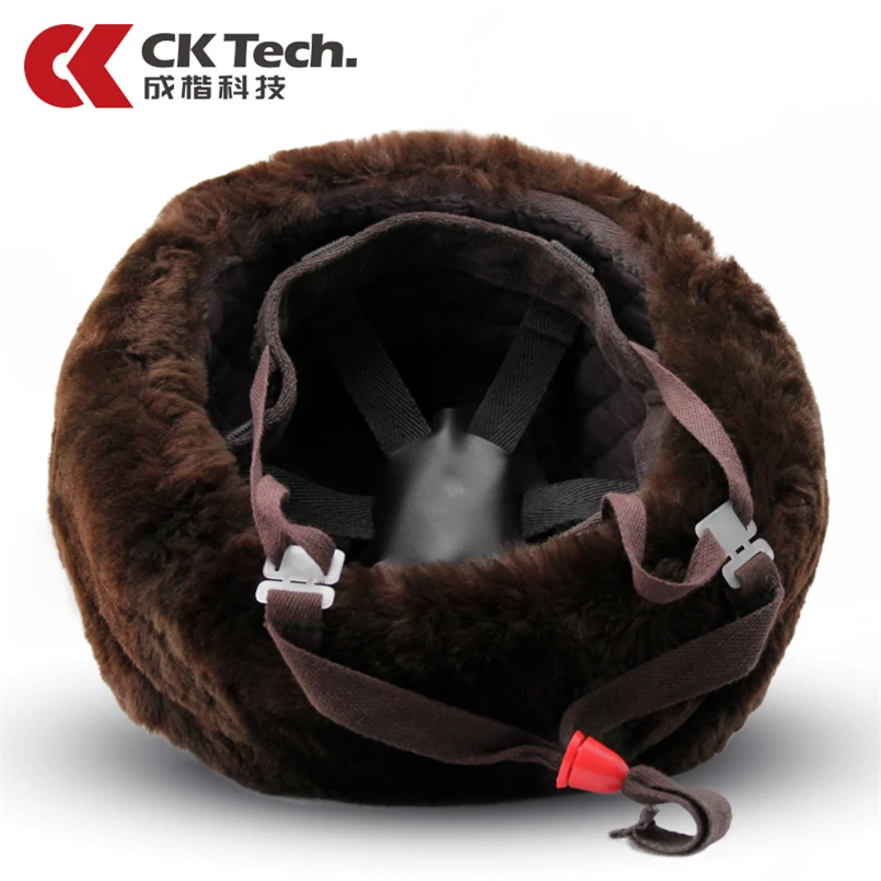 CK Tech.Cold-proof Safety Helmet GRP Construction Electrician Helmets Labor Warm Winter Work Hat Leather Sheep Shears Cap