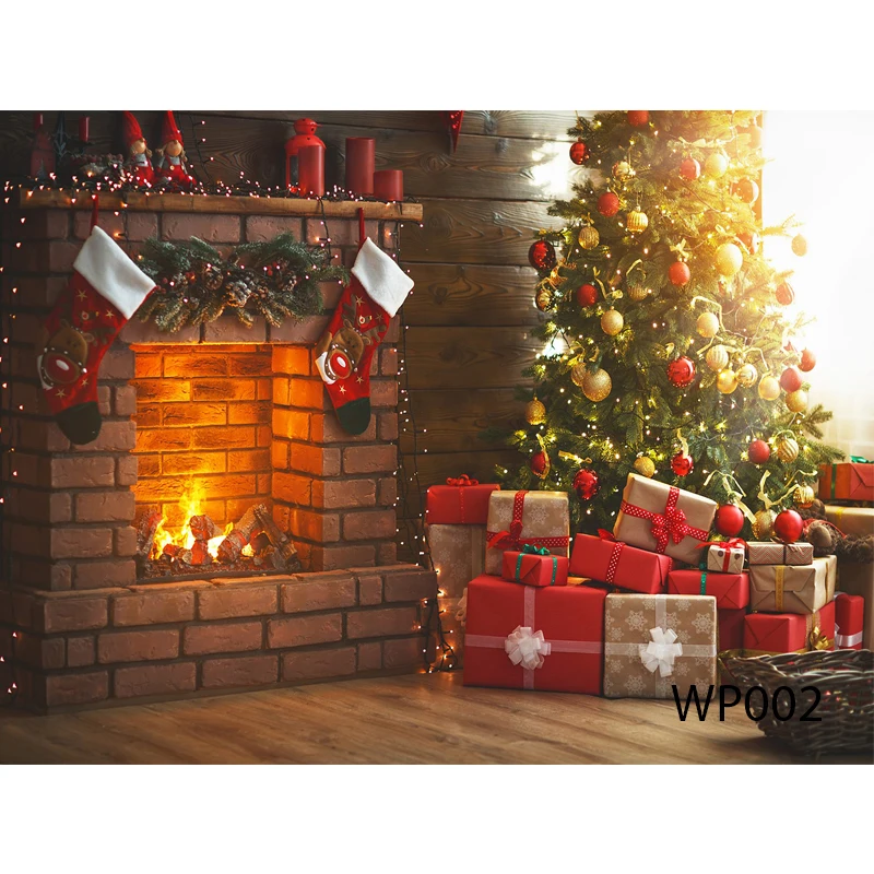 Sensfun Christmas Backdrop Fireplace Tree Winter Window Baby Birthday Photography Background For Photo Studio Photophone Custom