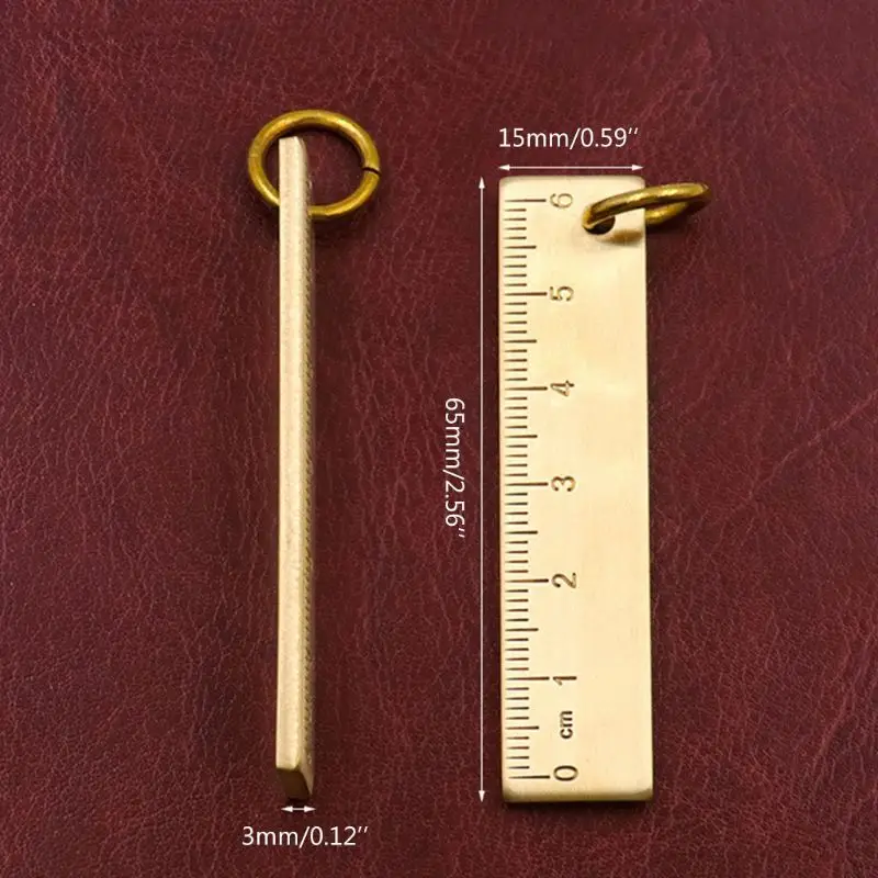 Portable 6cm Small Ruler 3mm Thickened Brass Metal Ruler Keychain Rule Drop Shipping