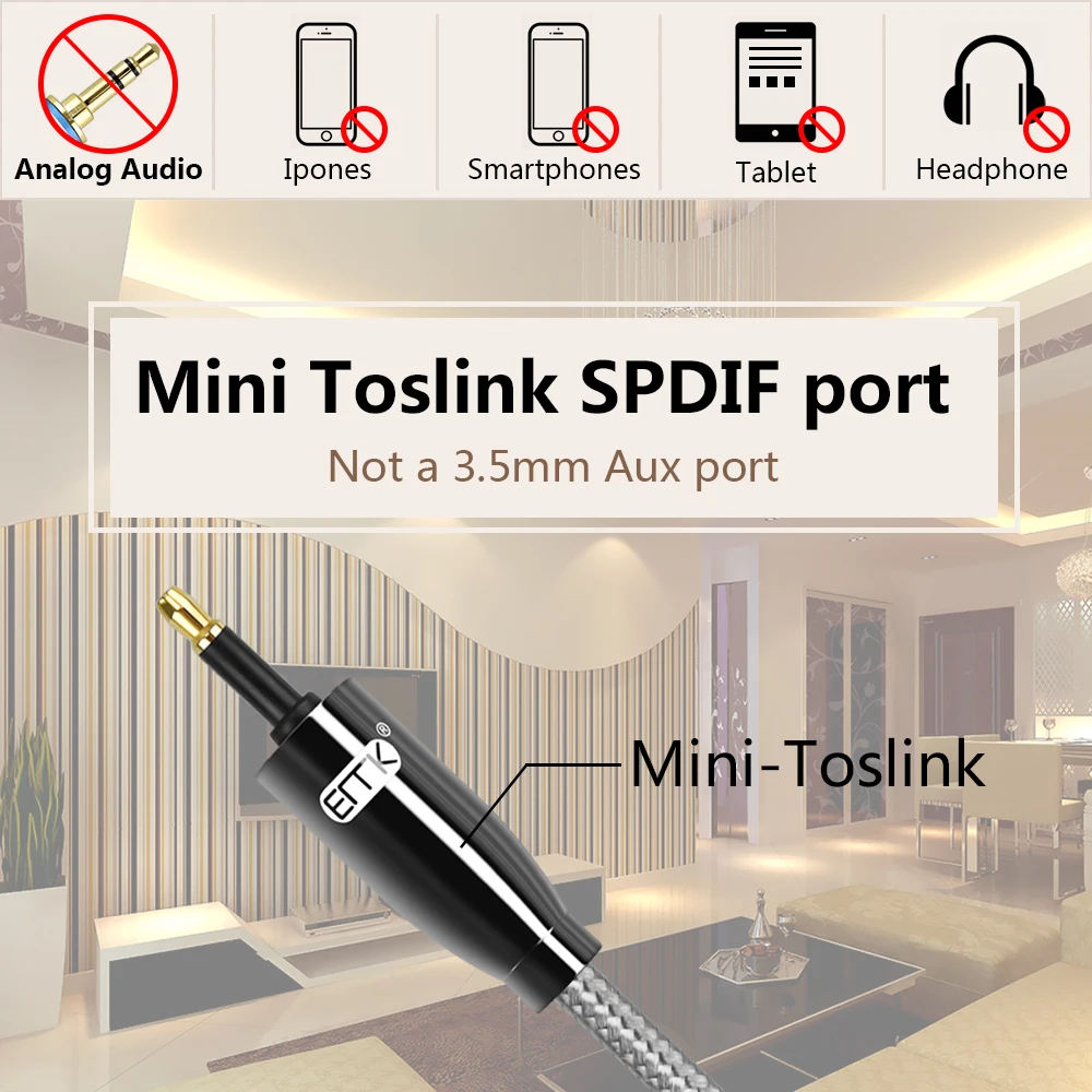 EMK Mini Toslink do Mini Toslink kabel 3.5mm SPDIF toslink 3.5 do 3.5 optyczny kabel Audio do Macbook DVD 3m 5m 8m 10m