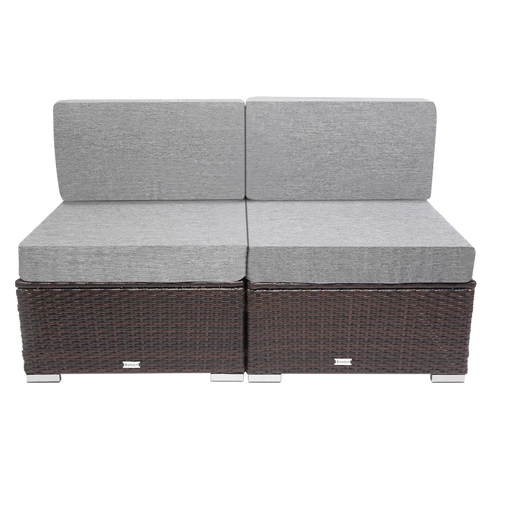 US Warehouse 2 Pieces Patio PE Wicker Rattan Armless Sofa  Patio Furniture  Set for Garden and Outdoors