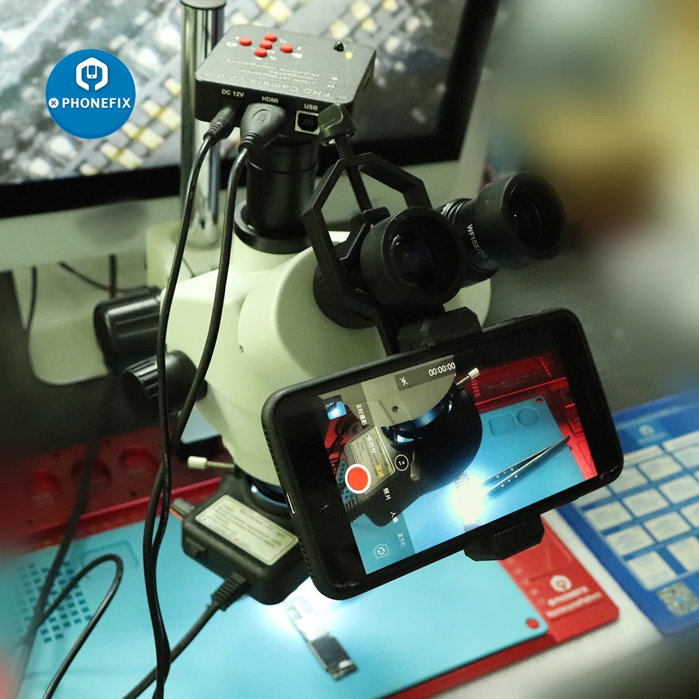 ワイヤレスクランプ付き電話アダプター,アングルマウントクランプ付きステレオ三眼顕微鏡アクセサリー,アダプター,望遠鏡,携帯電話クリップ