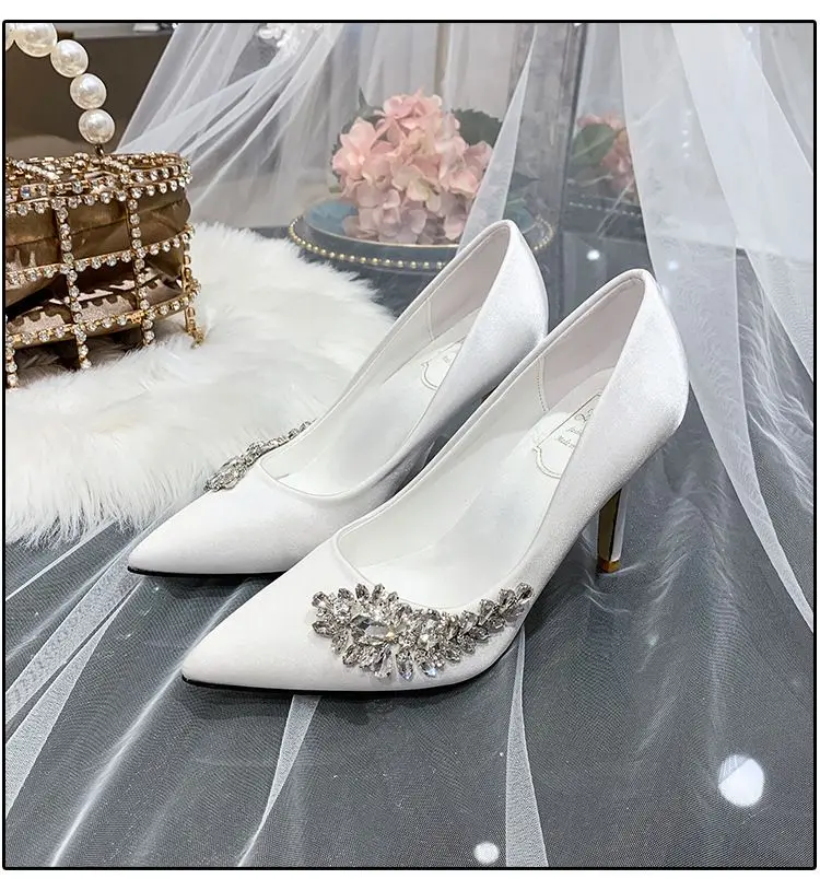 Zapatos de boda de novia para mujer, calzado de cristal de talla grande disponible