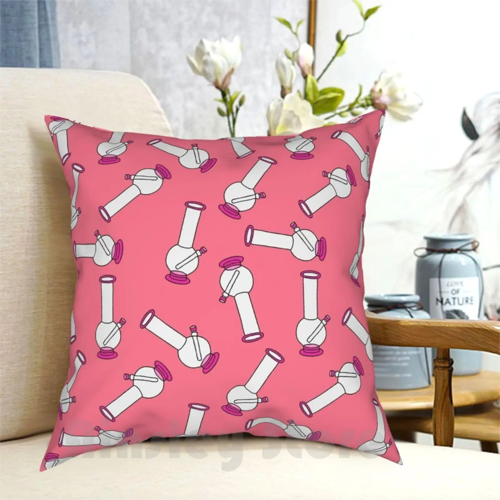 Bong For Smoking Pillow Case Printed Home Soft DIY Pillow cover Hand Water Pattern Cartoon Bong Abuse Addict Addiction