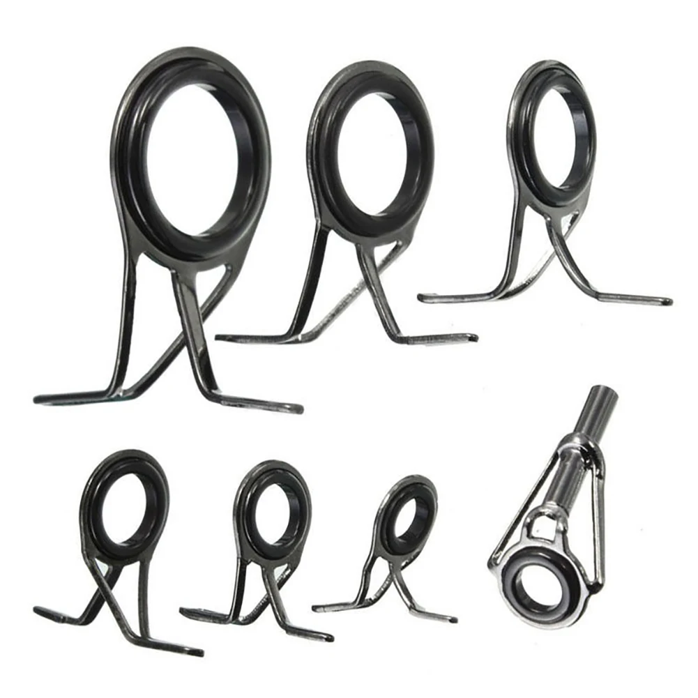 7Pcs Mixed Sizes Sea Fishing Rod Guide Rings 0.5/0.6/0.8/1.1/1.4/1.8cm Fishing Top Rings Rod Pole Kit Fishing Tools