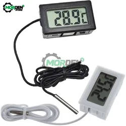 Termômetro digital LCD para carro, geladeira, freezer, aquário, detector de temperatura, testador, sonda de sensor, preto e branco, 1m