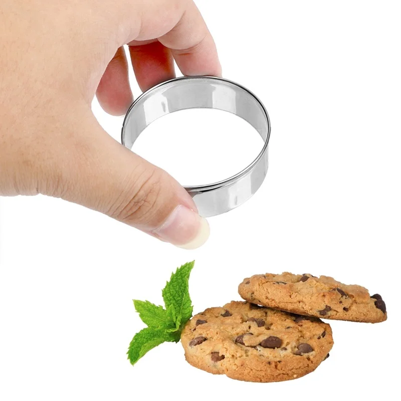 5 قطعة/المجموعة الفولاذ المقاوم للصدأ دائرة مستديرة على شكل قاطعة البسكوت البسكويت قوالب الفضة كعكة المعجنات العفن المنزل المطبخ أداة قطع العجين #2