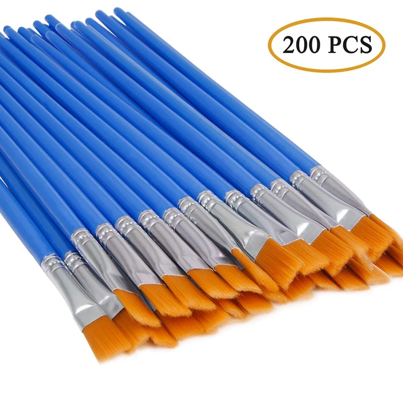 200 Pcs Flat Paint Brushes Small Brush Bulk for Detail Painting Craft Watercolor