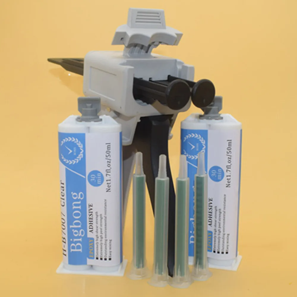 2 Stück Klares Epoxidharz 50ml Klebstoffe Epoxidharze 1:1 AB-Kleber & 4 Stück Statische Mischdüsen & 50ml Kartuschenpistolen 1:1 Klebstoffpistolen-Werkzeuge – Detail 6