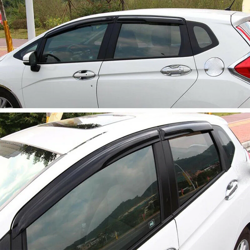 For Honda FIT JAZZ 2008 2009 2010 2011 2012 2013 Black Window Visor Rain Guard Deflectors 4pcs Car modification