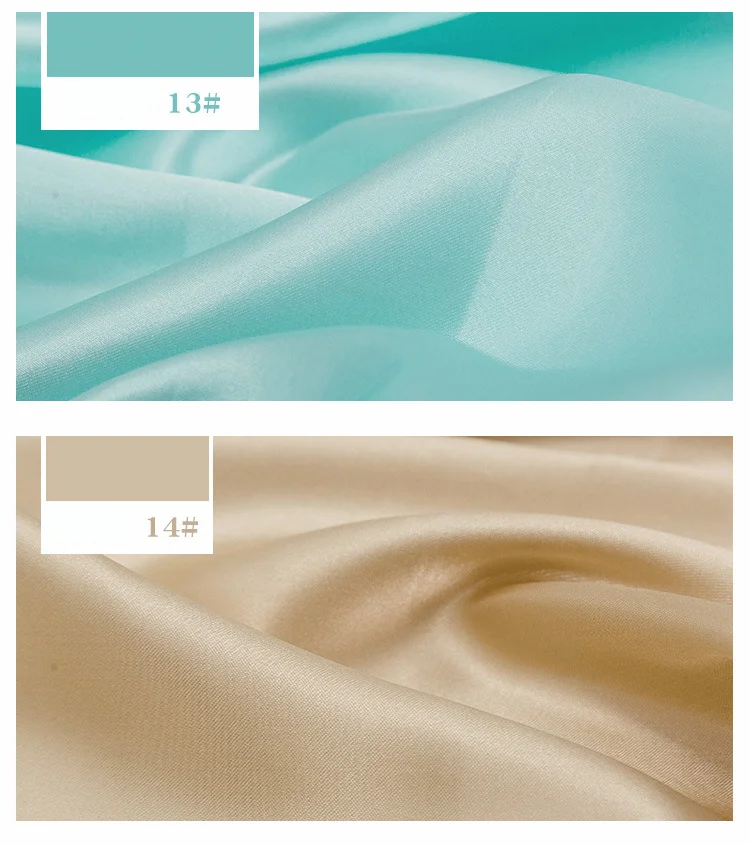 Imitierter Seidensatin-Stoff auf dem Hof, Futterstoffmaterial zum Nähen von Kleidern, Vorhängen, einfarbig, Schwarz, Weiß, Blau, Gold, Grün – Detail 12
