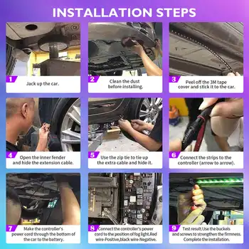 2/4個無線LED頻閃燈汽車裝飾氣氛燈,8種顏色可充電LED燈防撞LED警示燈 10 最佳銷售 汽車底盤燈 - №7