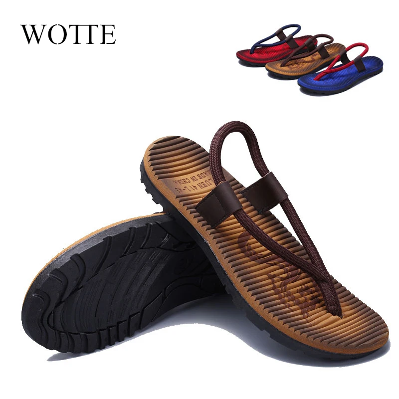 Summer Men Sandals New Beach Slippers High Quality Beach Flip Flops Fashion Solid Flat Outdoor Shoes Outdoors Non-slip Slippers