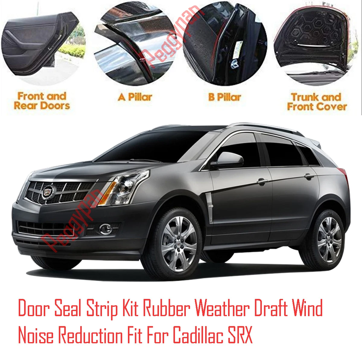 

Door Seal Strip Kit Self Adhesive Window Engine Cover Soundproof Rubber Weather Draft Wind Noise Reduction Fit For Cadillac SRX