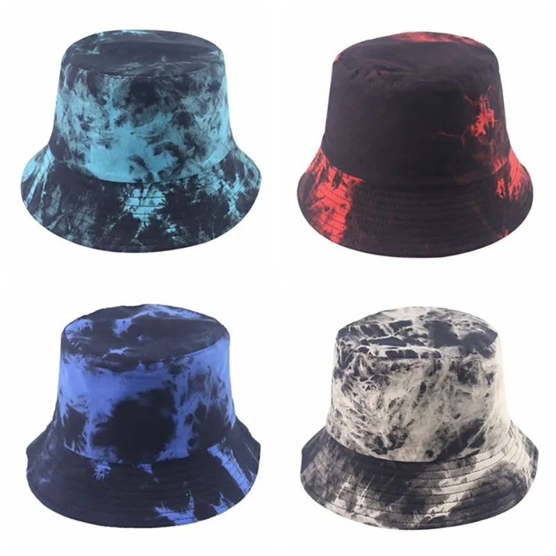 

Winter Bucket Women Tiedye Print Polyester Thick Warm Hat Casual Sunscreen Fish Cap Panama Portable Outdoor Brim Artist Beanie