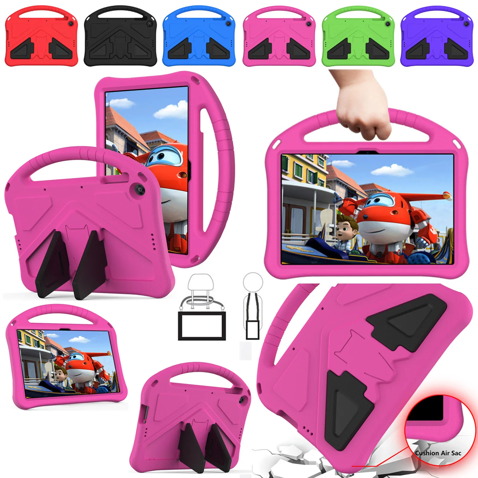 For Samsung Galaxy Tab A7 Lite 8.7 2021 SM-T220 T225 Kids Shockproof EVA Stand Case With Hand Holder Tablet Cover