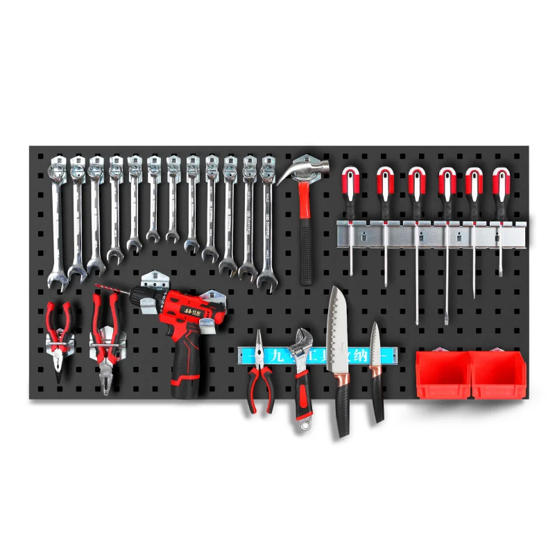 Plaque en acier Pegboard avec trou, quincaillerie lourde, support d'outils, suspension de rangement de Garage, Pegboard avec crochets, bacs à outils