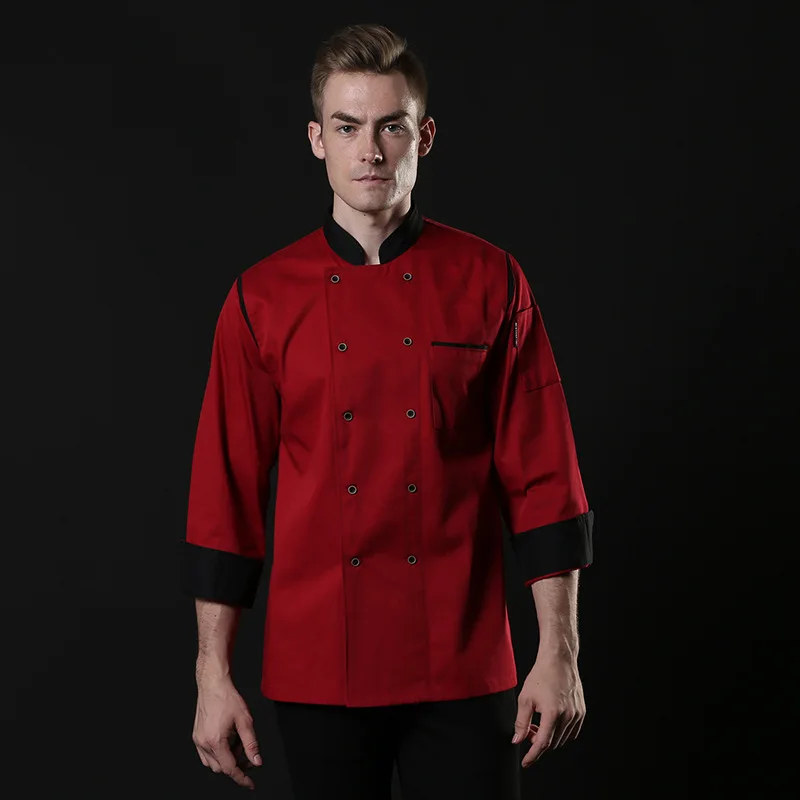 Männer kochen kleidung lange ärmeln restaurant uniform frauen und männer küche Catering schwarz kochen mantel zweireiher koch jacke