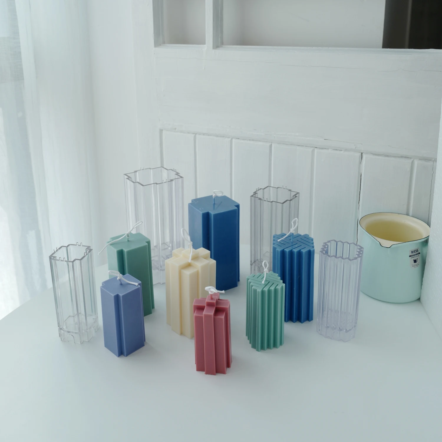 Columnar Acrylic Candle Mold Supplies DIY Match Large Cylinder Rib Clay Tool Church Party Aromatherapy Plastic Mould