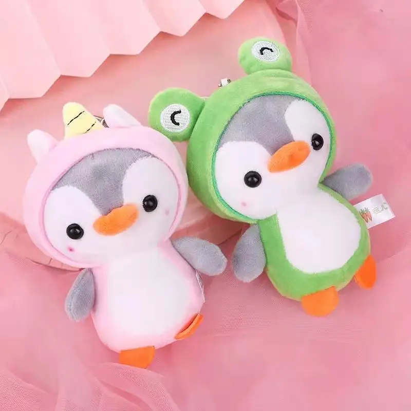 Robe de pingouin en croix, mignon et créatif, pendentif licorne abeille grenouille, porte-clés en peluche douce, poupée apaisante, cadeau de noël intéressant, nouvelle collection