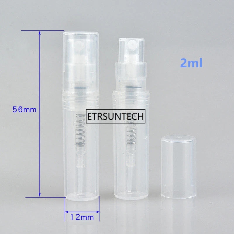 500pcs Empty 2ml 3ml 5ml mini plastic spray perfume bottle, small promotion sample perfume atomizer F3594