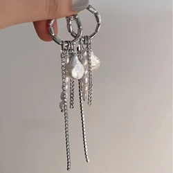 New 2021 Arrival Round Bar Tassel Long Earrings For Women Temperament Sexy Pearl Earrings Fashion Korean Ins Jewelry Gift