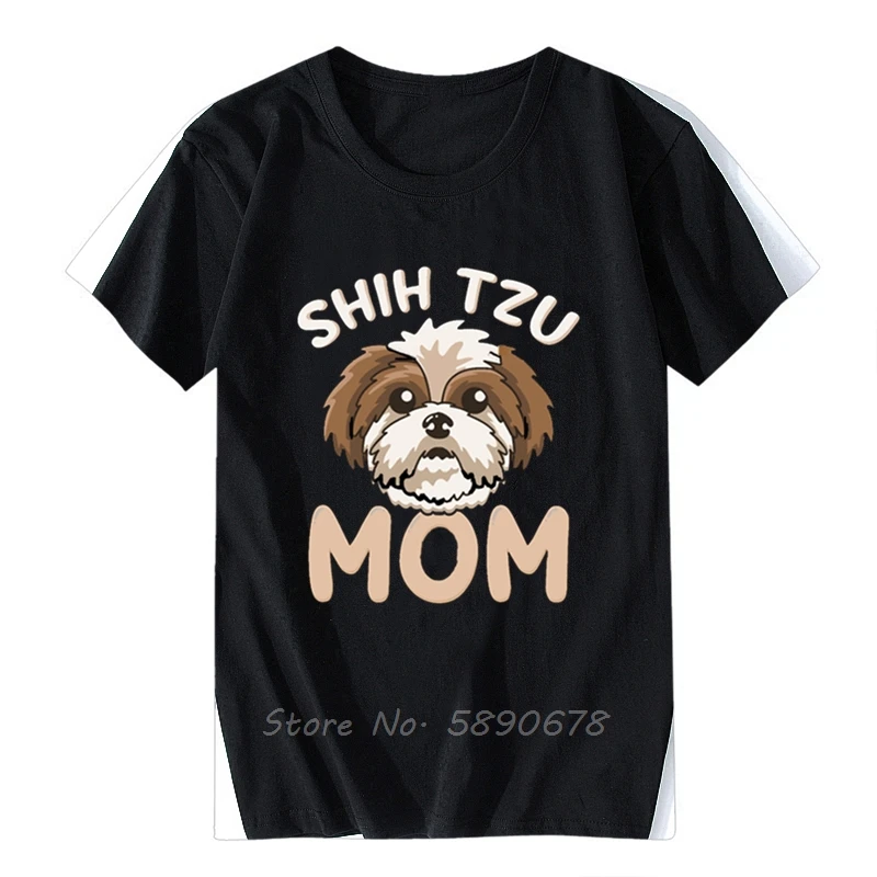 Camiseta de Shih Tzu para hombre, divertida Camiseta de algodón personalizada, ropa básica de talla europea, color sólido, Regalo para mamá