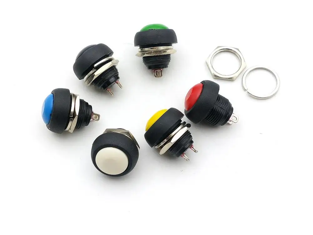6 Pcs Lockless Momentary On/Off Drukknop 12 Mm Adapter Connector