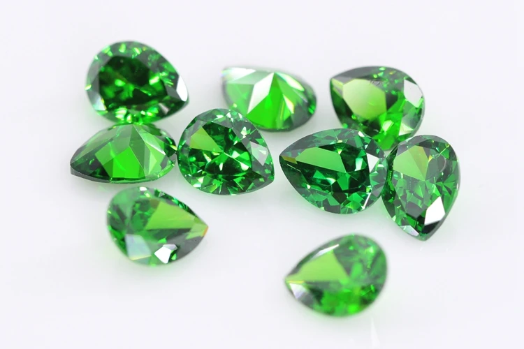 5A Pear Double CheckerBoard Cubic Zirconia Stone Multicolor Brilliant Cut Loose CZ Stones Synthetic Gems Beads For Jewelry