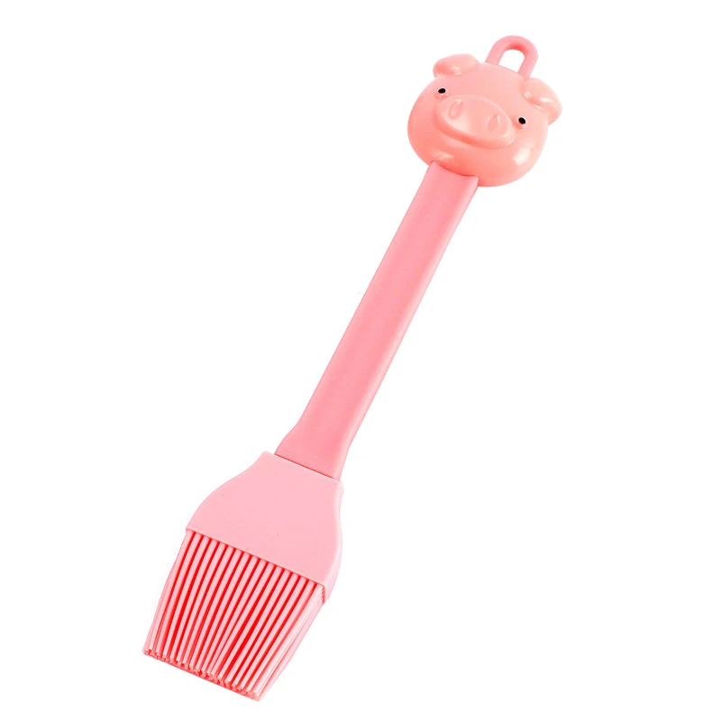 1pc Silicone Oil Brush Cartoon Pig Basting Brush Flexible Baking Tool Hanging Design Pastry Spatula Premium Kitchen Accessories