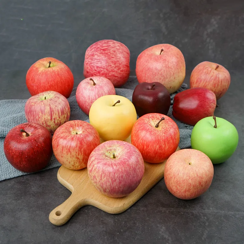 Artificial Foam Decorations for Festive Party, Green and Red Apple Model, Imitation Ornament Props, Foam and Fruits, 6 PCs/Lot