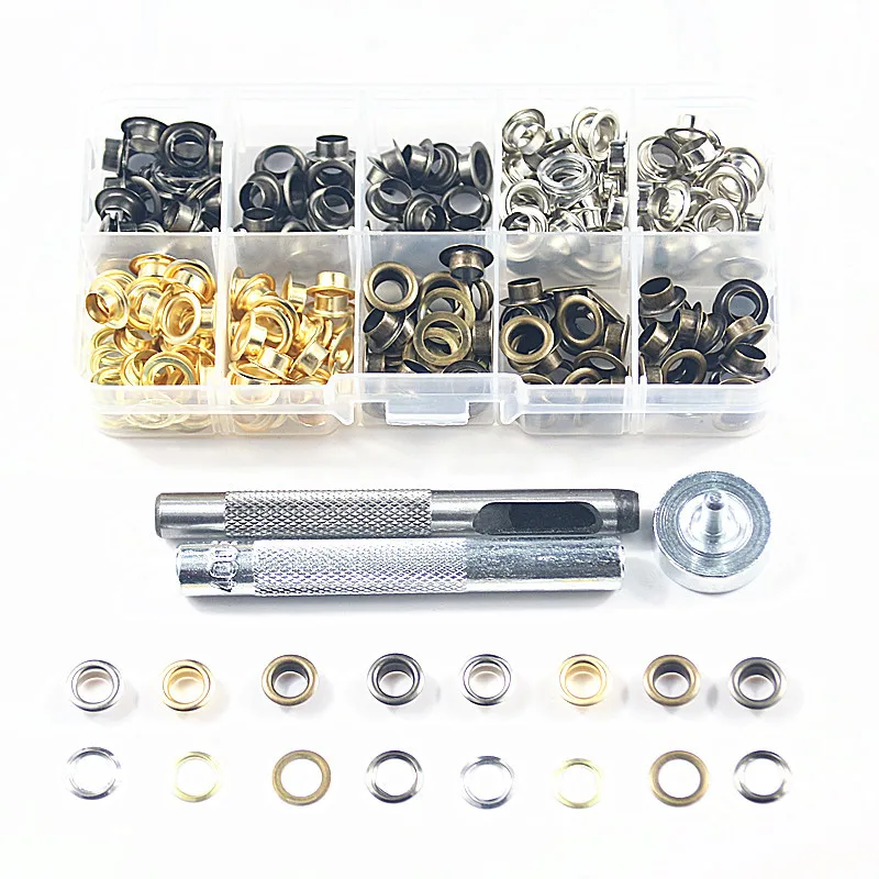 200Sets Metal Garment Eyelets DIY Scrapbooking Embellishment Accessories Apparel Sewing DIY Leather craft eyelet set 6mm