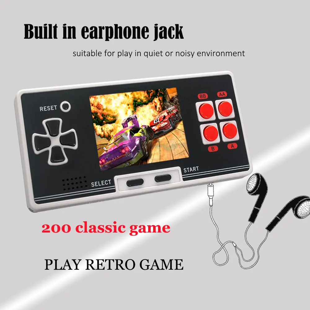 Portable Handheld Game Console Built in 8 Bit 200 Classic Video Game Support Dual wireless joystick 2.8 inch Retro Console