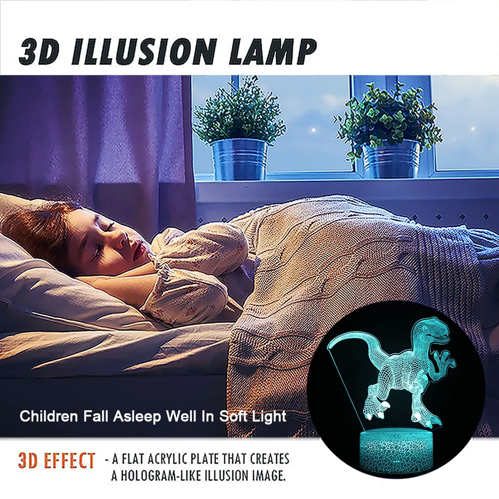 Dinosaur Night Light Velociraptor Dinosaur Desk Lamp Kids Bedside Lighting For Home Room Decor Dropshipping Stuff