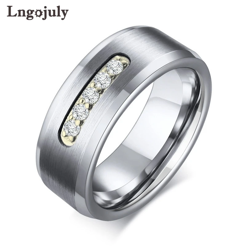 Cincin Fashion Pria Cincin Tungsten Karbida Cincin Pernikahan Perhiasan Ulang Tahun Cincin Tungsten Hadiah untuk Perhiasan Pesta Pengantin Pria