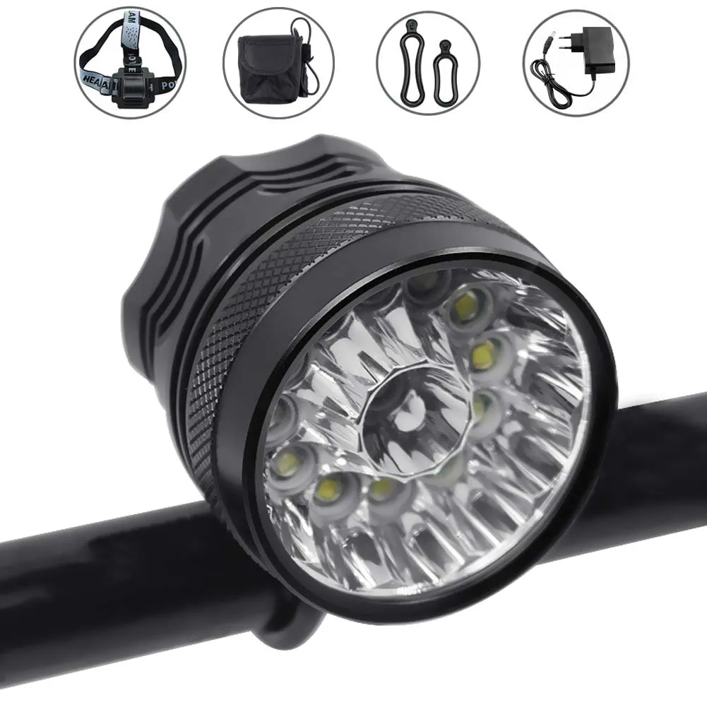 13*XML-T6 LED Bicycle Light Front Lantern 30000 Lumens Bike Headlight Cycling Head Lamp Flashlight for Outdoor Night Riding