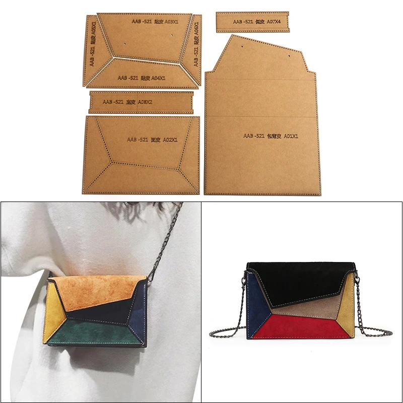 1Set DIY Kraft Paper Template Fashion Lovely Women\'s Shoulder Bag Leather Craft Pattern DIY Stencil Sewing Pattern 21cm*14.5cm