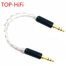 TOP-HiFi 10cm Silver Plated 3.5mm Male to 3.5mm Male Stereo Audio 3.5mm Male to Male Audio Cable Car AUX Wire Jump Cable