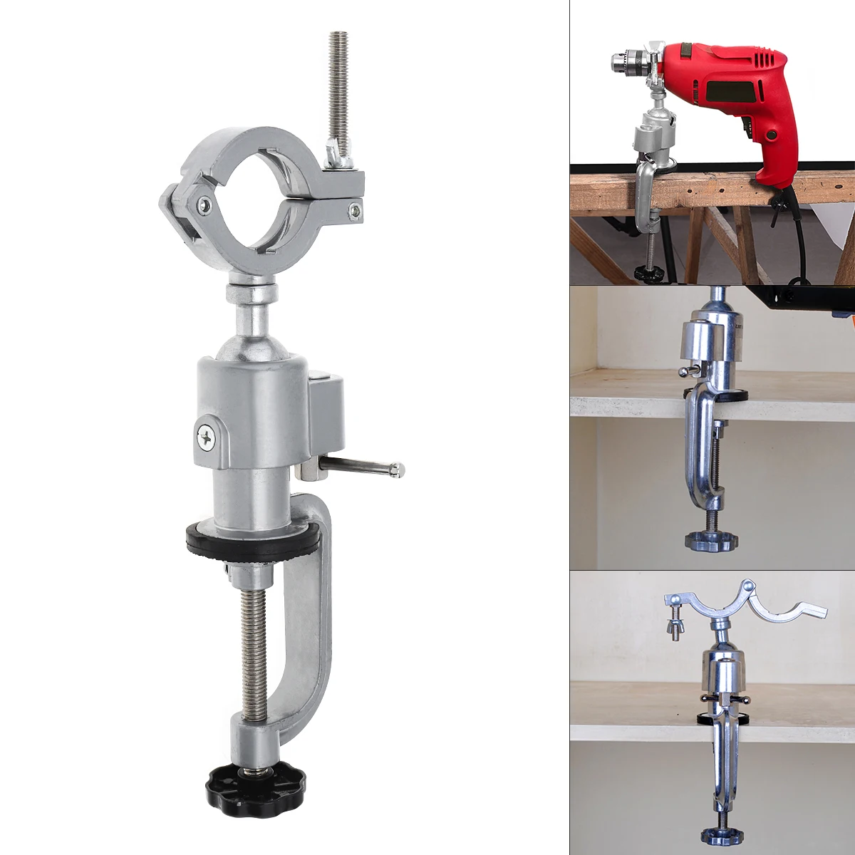 

360 Degree Rotating Table Vise Multifunctional Aluminium Alloy Swivel Bench Vise Clamp Electric Drill Stand Rotating Tool