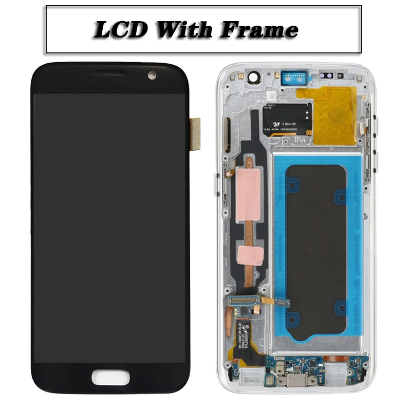 Burn Shadow For Samsung  S7 G930 LCD Display Touch Screen With Frame Digitizer Assembly For Samsung G930 G930F LCD Screen