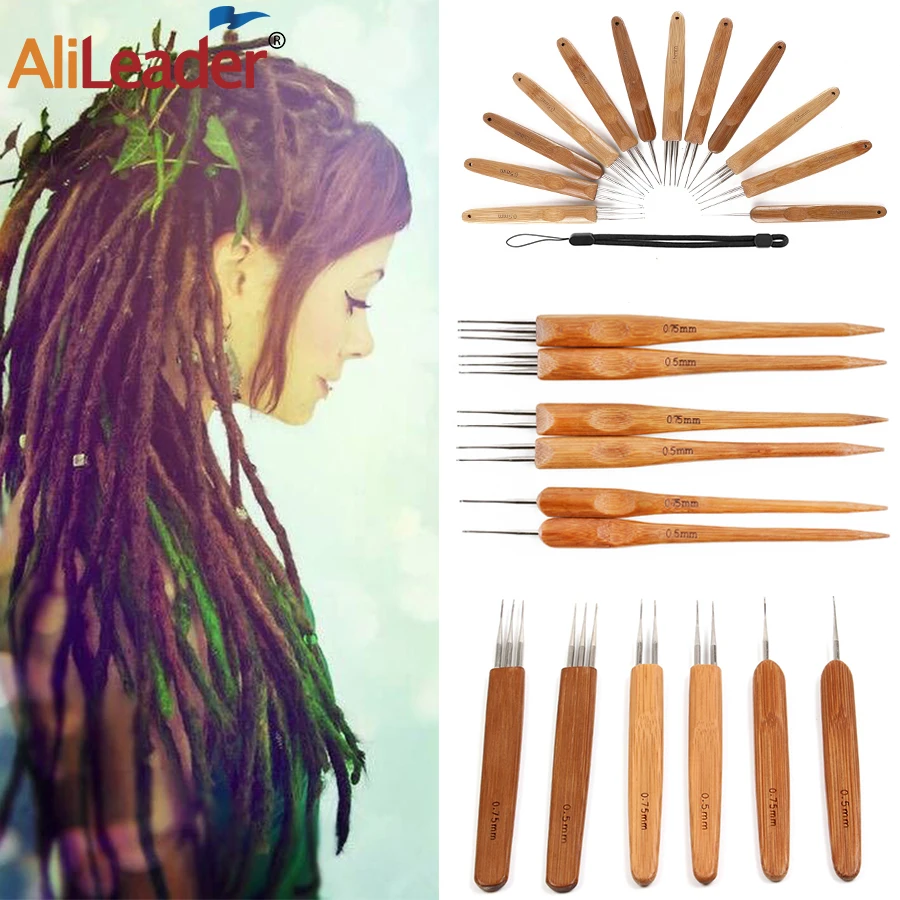 Alileader Hot 1Pcs Crochet Hook Dreadlocks Needle For Hair Extension 1/2/3 Weaving Hook Needle Wig Making Tools 0.5Mm/0.75Mm