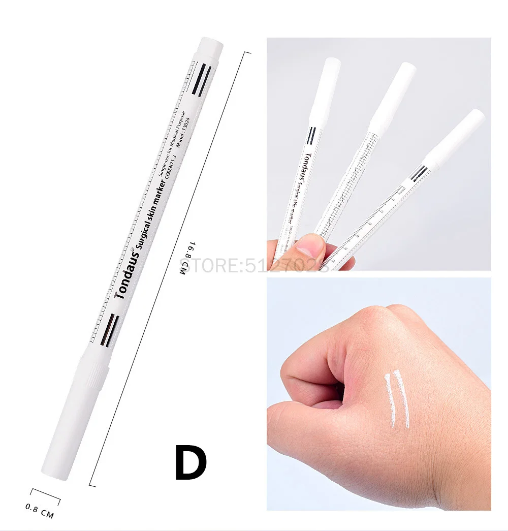 1Pc Chirurgische Huid Marker Wenkbrauw Marker Pen Tattoo Skin Marker Pen Met Meten Heerser Microblading Positionering Tool